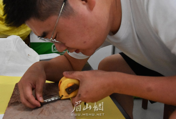 動物學(xué)碩士伍宇翼在考察化石魚。
