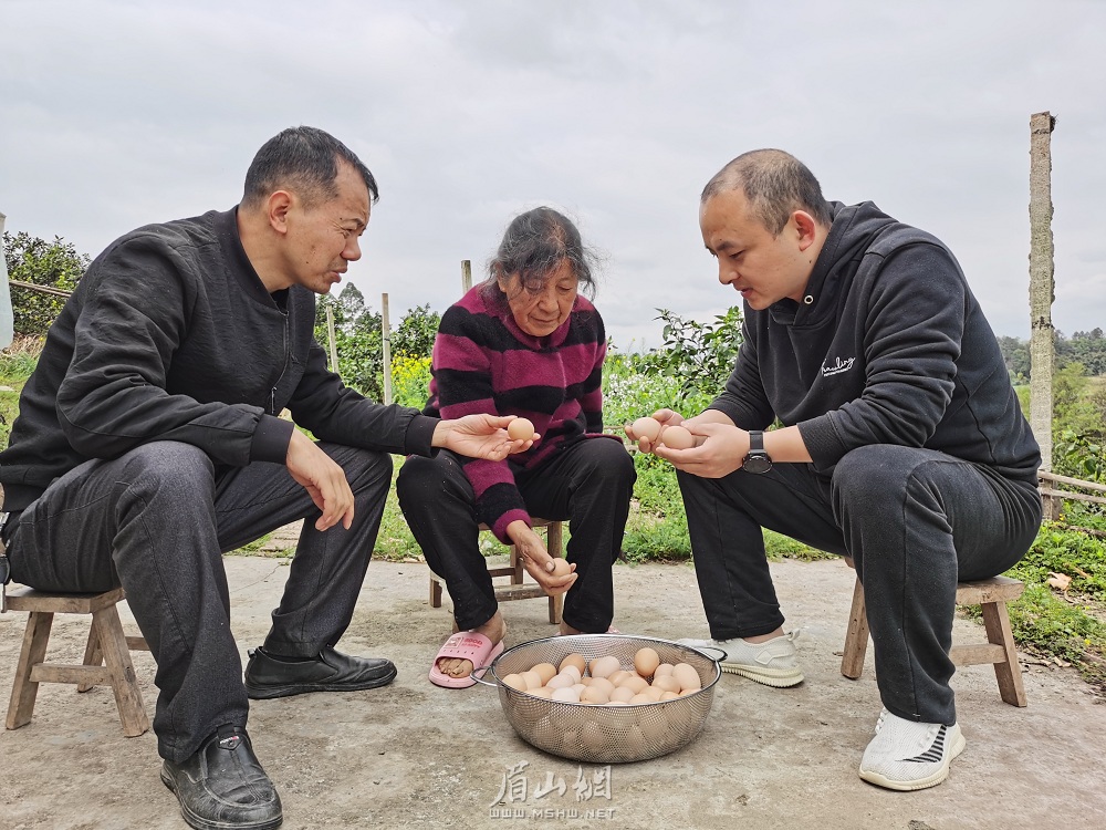 張偉（右）在群眾家中收購土雞蛋。.jpg