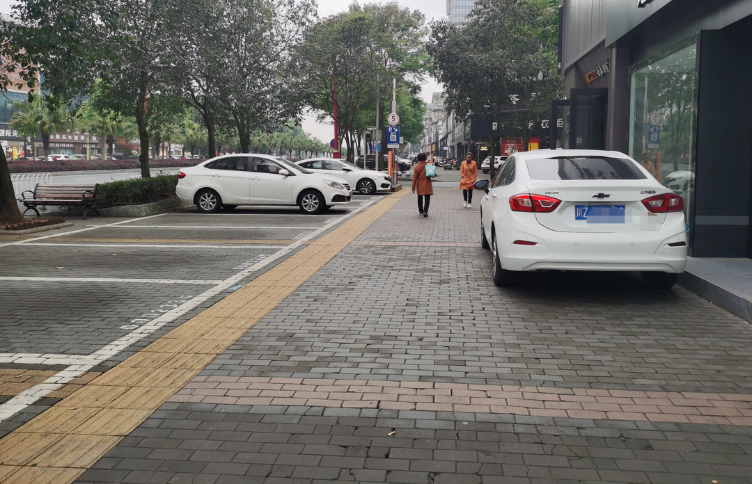二環東路，停車位就在一旁，車主卻將車停在人行道。 (1).jpg