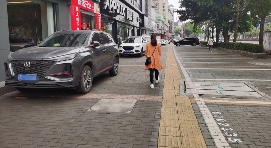 二環東路，停車位就在一旁，車主卻將車停在人行道。.jpg